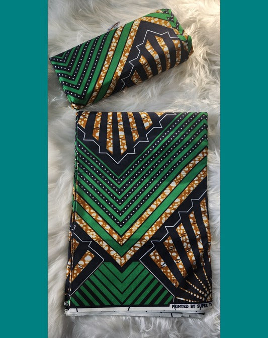 Emerald Chevron Elegance - Premium Ankara Fabric